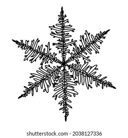 Copo de nieve con doodle vectorial. Decoración de invierno.