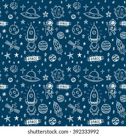 Vector doodle space seamless pattern