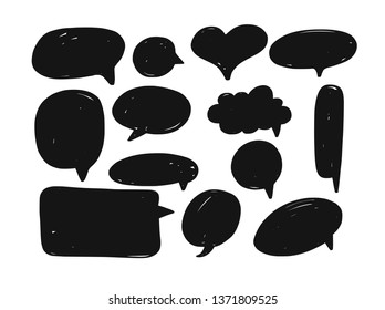 Vector doodle Speech bubbles  set. Hand drawn elements.