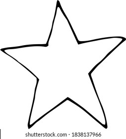 Vector doodle star. Black ink silhouette is perfect for web desing, coloring pages, logo.