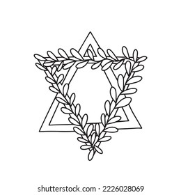 Vector doodle Star of David olive branches isolated