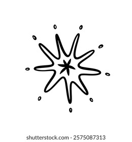 Vector doodle star. Hand drawn fantasy star. Shining magic star.