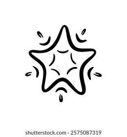 Vector doodle star. Hand drawn fantasy star. Shining magic star.