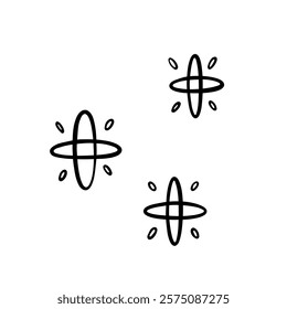 Vector doodle stars. Hand drawn simple outline cartoon stars. Diamond star.