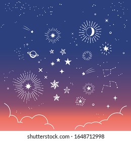 Vector doodle stars illustration set