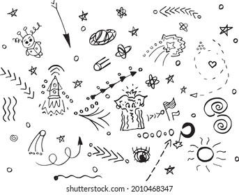 vector doodle stars and line in black color