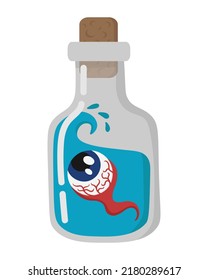 Vector doodle sticker. witch bottle with an eye inside. All objects are repainted.