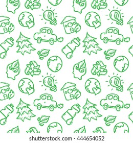 Vector doodle style ecological seamless pattern.