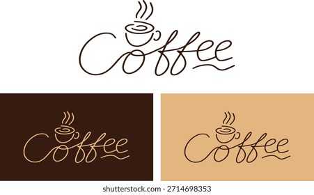 Vector doodle style lettering coffee design element for coffee advertising packaging banner poster hand lettering