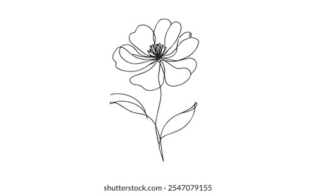Vector doodle style minimalism flower line art hand drawing  icon illustration 
