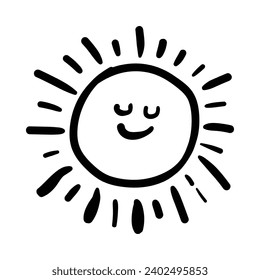Vector of doodle sun. Hand drawn sketch, doodle elements isolated on white background