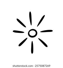 Vector doodle sun. Hand drawn sun with rays. Shining sun icon.