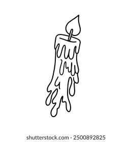 Vector doodle of a surreal melted candle. Halloween illustration on a white background. Design elements for logo, badges, banners, labels, posters