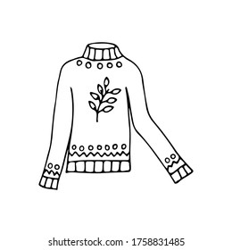 icono del suéter de Doodle vector. Icono de suéter dibujado a mano en formato vector