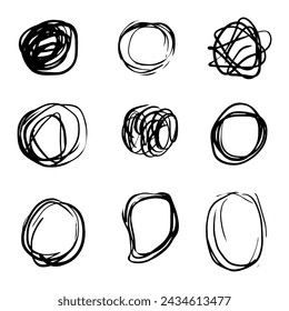 Vector doodle tangled lines are hand drawn with lots of collectibles inside