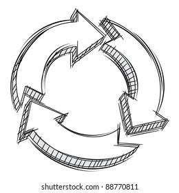 Vector Doodle Of Three Circular Arrows