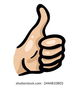 Vector Doodle Pulgar Arriba Icono en el fondo blanco