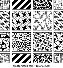 Vector Doodle Tile Pattern Handdrawn Mosaic Stock Vector (Royalty Free ...