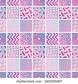 Vector  doodle tile pattern. Hand-drawn mosaic seamless violet ornament. 
