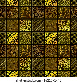 Vector  doodle tile pattern. Hand-drawn mosaic seamless  ornament. 

