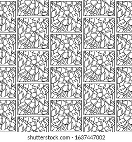 Vector doodle tile pattern. Hand-drawn mosaic seamless black and white ornament.
