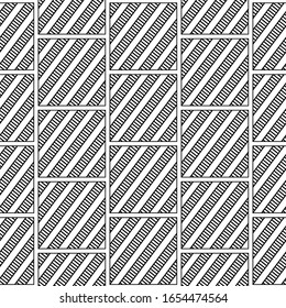 Vector doodle tile pattern. Hand-drawn mosaic seamless black and white ornament.