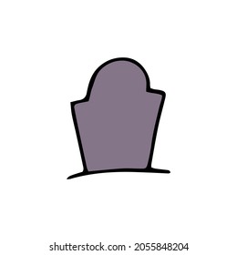 Vector Doodle Tomb. Gray Color Grave Isolated On White Background. Sketch Headstone On The Graveyard. RIP Sign. Cartoon Cemetery Landscape. Symbol Of Halloween, Day Of The Dead, Burial Illustration