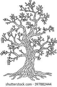 Vector Doodle Tree. Coloring Book for Adult Meditation