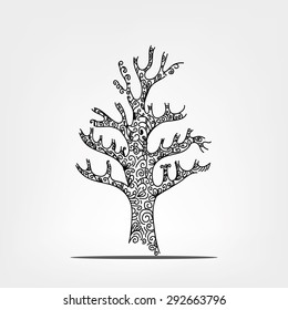 Vector Doodle Tree Sketch