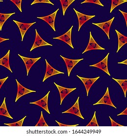 vector doodle triangles seamless pattern on dark blue