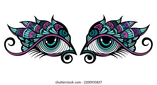 Vector Doodle Tribal Eye With Floral Elements