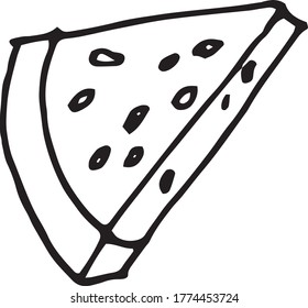 Vector doodle of watermelon. Summer time,