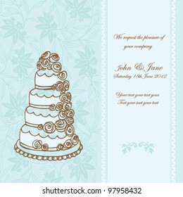 Vector doodle wedding cake  for Wedding invitations or announcements