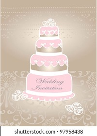 Vector doodle wedding cake  for Wedding invitations or announcements