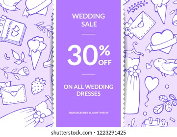 Vector doodle wedding elements sale poster banner