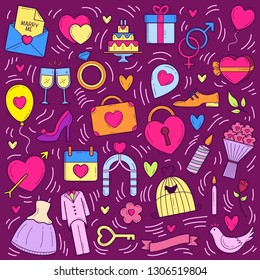Vector doodle wedding hand drawn sketch