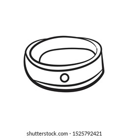 Vector Doodle Wedding Ring With Diamond Icon outline