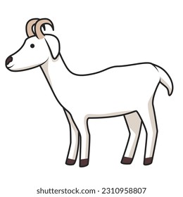Vector doodle of a white goat. Doodle animal character. Cute doodles for kids