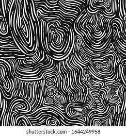 vector doodle white wood grain seamless pattern on black