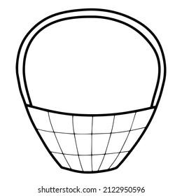 Vector doodle wicker basket isolated illustration. Decoration for greeting cards, logo, posters, banners and coloring books