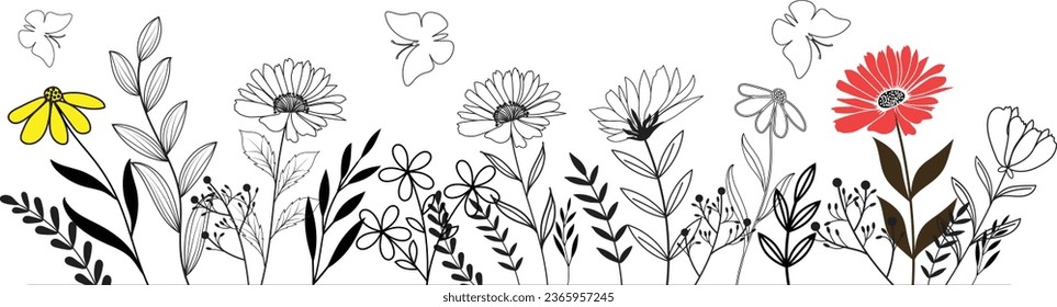 Vector doodle wild floral design elements illustration for your text here.