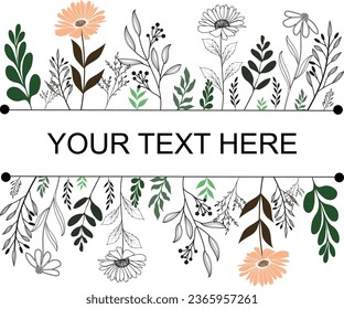 Vector doodle wild floral design elements illustration for your text here.