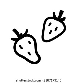 Vektor doodle wilde Erdbeere. Cartoon-line-Lebensmittelelement einzeln auf weißem Hintergrund. Sommerfrüchte, veganisches Essen, Kontursymbol.