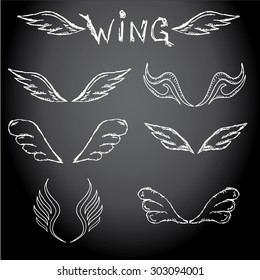 vector doodle wings set. angel wings collection