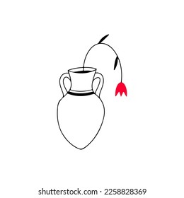 ilustración de flores secas de doodle vectorial