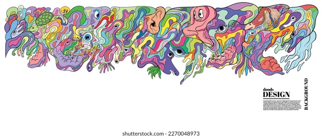 Vector Doodles Abstract Shape Surreal Colorful and Animal Illustration Freehand Drawing