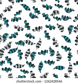 Vector. Doodles blue, black and white on colors. Flat elements. Print. Nice fabric pattern. Design.