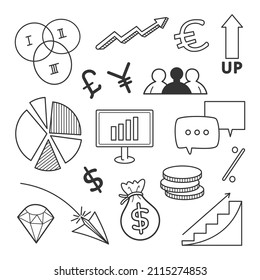 garabatos vectoriales de planes de negocios e ideas de negocios.