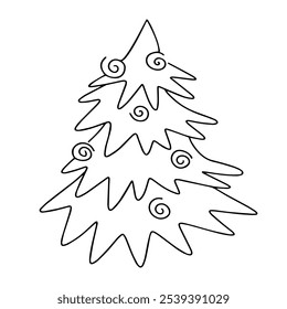Vector doodles. Cartoon Christmas tree. Design element