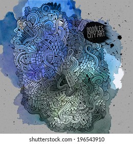 Vector doodles city art paint background